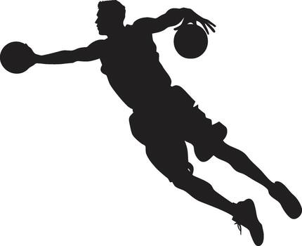 Slam Sanctuary Basketball Player Dunk Vector Icon in Vector Tranquility Dunk Dexterity Vector Design for Hoop Precision