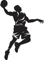 Rim Resilience Vector Art for Dunking Endurance Slam Sanctuary Basketball Player Dunk Vector Icon in Vector Tranquility