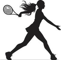 Corte carisma vector icono para De las mujeres tenis estrellas grandioso golpe glamour elegante tenis jugador logo en vector