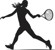 Racket Renaissance Female Tennis Player Logo in Vector Dynamic Diva Tennis Player Vector Icon in Dynamic Design