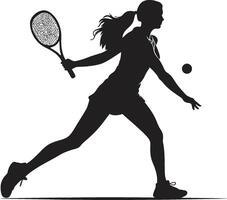 Racket Renaissance Female Tennis Player Logo in Vector Dynamic Diva Tennis Player Vector Icon in Dynamic Design