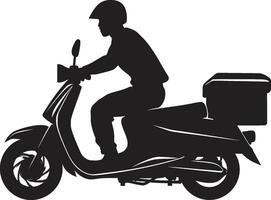 Speedway Savories Sprint Vector Logo for Scooter Food Express Urban Munch Cruiser Scooter Delivery Man Icon in Vector