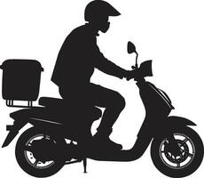 Quick Byte Courier Vector Logo for Swift Scooter Food Delivery Rushed Repasts Rider Scooter Man Icon for Fast Food Drop offs