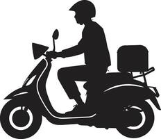 rápido sabroso lanzadera scooter entrega hombre vector logo Rápido restaurantes Rápido vector icono para scooter comida soltar fueras