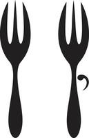 utensilio elegancia Insignia vector diseño para elegante culinario representación culinario arte cresta tenedor y cuchillo icono en vector arte