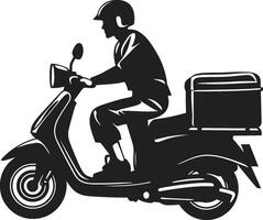 Swift Bites Brigade Scooter Icon for Quick Food Deliveries Scooter Bistro Bolt Iconic Vector Design for Swift Food Drop offs