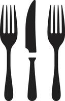 Epicurean Etiquette Emblem Vector Logo for Refined Dining Symbol Fine Dining Mark Fork and Knife Vector Icon for Culinary Class