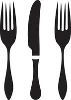 Utensil Elegance Badge Vector Design for Sophisticated Culinary Representation Culinary Craft Crest Fork and Knife Icon in Artistic Vector Style