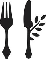 Elegant Dining Emblem Fork and Knife Vector Icon in Stylish Design Flavor Fusion Symbol Vector Design for Culinary Harmony with Fork and Knife Icon