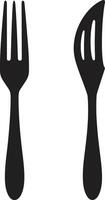 elegante comida emblema tenedor y cuchillo vector icono en elegante diseño sabor fusión símbolo vector diseño para culinario armonía con tenedor y cuchillo icono
