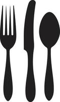 Bistro Blade Badge Fork and Knife Vector Icon for Stylish Culinary Representation Utensil Elegance Badge Vector Design for Culinary Excellence