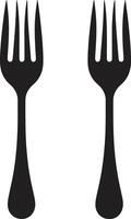 elegante comida emblema tenedor y cuchillo icono en vector arte epicúreo etiqueta emblema vector logo para culinario clase