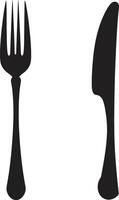 Utensil Elegance Badge Vector Design for Elegant Culinary Representation Fine Dining Mark Fork and Knife Icon in Vector Artistry