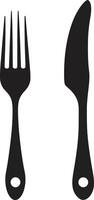 Bistro Blade Badge Vector Design for Stylish Culinary Representation Utensil Elegance Badge Fork and Knife Vector Icon for Culinary Excellence