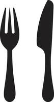 Bistro Blade Badge Vector Design for Stylish Culinary Representation Utensil Elegance Badge Fork and Knife Vector Icon for Culinary Excellence