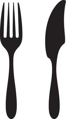 Elegant Dining Emblem Fork and Knife Icon in Vector Artistry Epicurean Etiquette Emblem Vector Logo for Refined Culinary Symbol