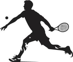 Agile Advantage Badge Tennis Player Vector Icon for Swift Athlete Precision Powerhouse Crest Male Tennis Player Logo in Action