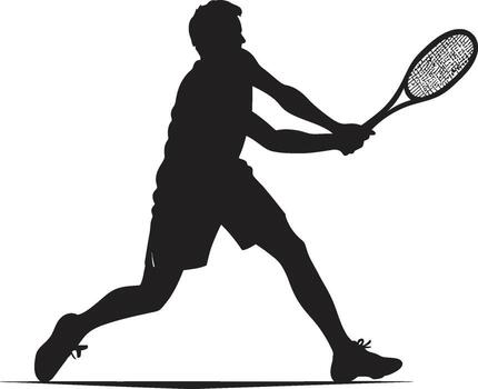 Net Ninja Badge Tennis Player Vector Icon for Precision Plays Racket Rhythm Crest Male Tennis Player Logo for Dynamic Performance