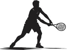 Racket Rhythm Crest Male Tennis Player Logo for Dynamic Performance Slam Dunk Maestro Insignia Vector Design for Tennis Champion Icon