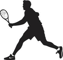 Power Serve Pro Badge Tennis Player Vector Logo for Ace Server Slam Dunk Sensation Crest Male Tennis Player Icon in Athletic Form