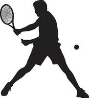 Agile Advantage Badge Tennis Player Vector Icon for Swift Athlete Precision Powerhouse Crest Male Tennis Player Logo in Action