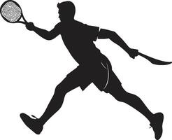 Agile Advantage Badge Tennis Player Vector Icon for Swift Athlete Precision Powerhouse Crest Male Tennis Player Logo in Action