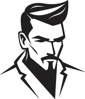 Timeless Profile Insignia Classic Male Face Vector Icon for Enduring Style Striking Symmetry Badge Vector Logo for Balanced Male Face Illustration