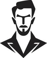 Artistic Allure Badge Male Face Vector Icon with Creative Flair Genteel Gaze Crest Vector Logo for Elegant Male Face Illustration