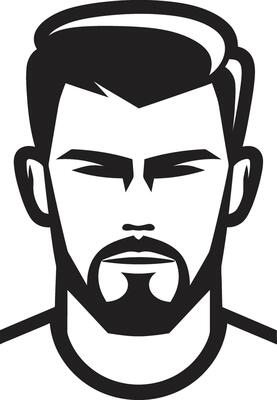Striking Symmetry Badge Balanced Male Face Vector Icon for Harmonious Appeal Dapper Demeanor Crest Fashionable Male Face Logo Design with Distinct Style