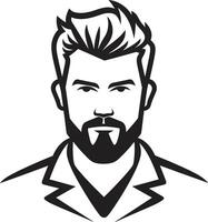 Chiseled Charm Insignia Attractive Male Face Icon in Striking Detail Suave Silhouette Badge Stylish Male Face Vector Design with Smooth Lines