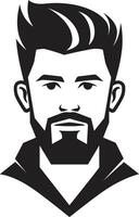 Striking Symmetry Badge Vector Logo for Balanced Male Face Illustration Contemporary Charisma Crest Male Face Icon in Modern Artistic Form