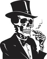 Dapper Debonair Emblem Smoking Gentleman Skeleton Vector Logo for Timeless Elegance Sophisticated Smoker Insignia Vector Design for Gentleman Skeleton Icon with Class