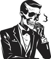 clásico cigarro encanto insignias elegante esqueleto vector logo para Clásico apelación caballeroso fumar cresta vector diseño para sofisticado de fumar esqueleto icono