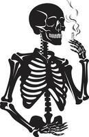 Stylish Smoke Crest Smoking Skeleton Vector Logo for Iconic Branding Retro Resplendence Badge Vector Design for Smoking Gentleman Icon with Timeless Style