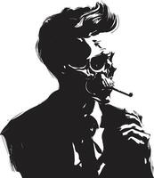 cigarro salón cresta de fumar esqueleto vector logo para lujoso marca distinguido vagabundo Insignia vector diseño para de fumar Caballero esqueleto icono