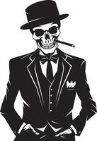 Refined Relic Crest Vector Design for Elegant Smoking Gentleman Icon Cigar Lounge Badge Smoking Skeleton Vector Logo for Vintage Charm