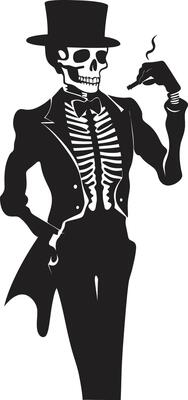 Vintage Vapor Badge Vector Design for Smoking Gentleman Icon with Retro Elegance Suave Smoke Rings Insignia Smoking Gentleman Skeleton Vector Logo for Classy Branding