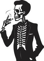 Classic Cohiba Crest Smoking Gentleman Skeleton Vector Logo for Timeless Charm Vintage Vapor Badge Vector Design for Smoking Gentleman Icon with Retro Elegance