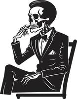 Smoking Specter Crest Vector Design for Gentleman Skeleton Icon with Elegance Classic Cigarette Badge Smoking Skeleton Vector Logo for Timeless Panache