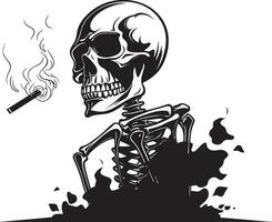 Refined Relic Insignia Smoking Gentleman Skeleton Vector Logo for Vintage Vibes Smoking Specter Crest Vector Design for Gentleman Skeleton Icon with Elegance