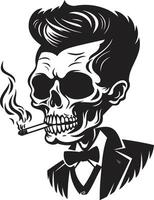 Old World Opulence Insignia Vector Design for Smoking Gentleman Icon with Classic Sophistication Time Honored Havana Crest Elegant Skeleton Vector Logo for Smoking Gentleman with Vintage Flair