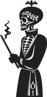 Time Honored Havana Crest Elegant Skeleton Vector Logo for Smoking Gentleman with Vintage Flair Posh Puffer Badge Vector Design for Stylish Smoking Gentleman Icon with Class