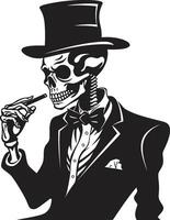 Old World Opulence Insignia Vector Design for Smoking Gentleman Icon with Classic Sophistication Time Honored Havana Crest Elegant Skeleton Vector Logo for Smoking Gentleman with Vintage Flair