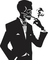 Stylish Smoke Crest Smoking Skeleton Vector Logo for Iconic Branding Retro Resplendence Badge Vector Design for Smoking Gentleman Icon with Timeless Style