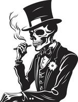 Elegant Exhalation Crest Vector Design for Sophisticated Smoking Gentleman Icon Refined Ritual Badge Smoking Gentleman Skeleton Vector Logo for Classic Appeal