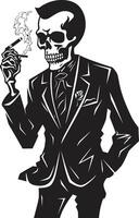 Classy Cigar Crest Elegant Skeleton Vector Logo for Refined Branding Suave Smoking Badge Stylish Gentleman Skeleton Icon in Vector Design