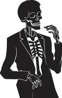 Timeless Tobacconist Insignia Smoking Skeleton Vector Logo for Vintage Charm Elegant Exhalation Crest Vector Design for Sophisticated Smoking Gentleman Icon