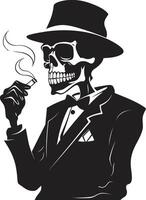 Cigar Lounge Crest Smoking Skeleton Vector Logo for Luxurious Branding Distinguished Drifter Badge Vector Design for Smoking Gentleman Skeleton Icon