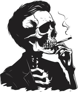 Sophisticated Stogie Badge Smoking Skeleton Vector Logo for Elegant Branding Smoky Swagger Insignia Vector Design for Gentleman Skeleton Icon with Style