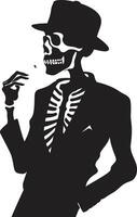 Refined Relic Crest Vector Design for Elegant Smoking Gentleman Icon Cigar Lounge Badge Smoking Skeleton Vector Logo for Vintage Charm